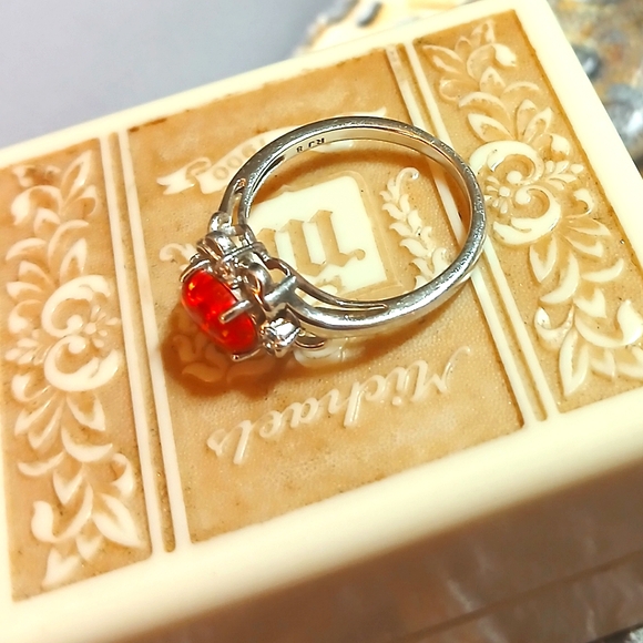 VTG RJ Graziano Fire Opal White Sapphire Ring - Picture 6 of 7